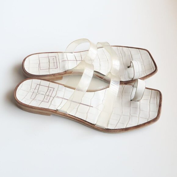 Dolce Vita White & Transparent Strappy Flat Slip-on / Slide / Flip-flop Sandals - Picture 2 of 13
